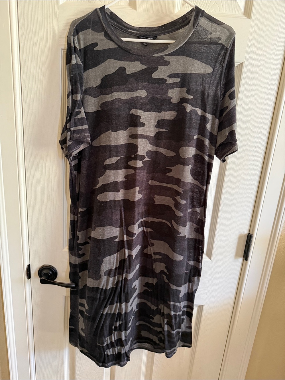 Lucky Brand Women's Mini Dress in Black and Green Camo